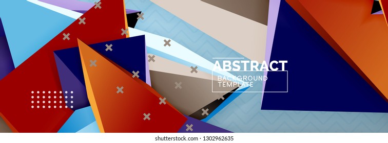 Abstract background, colorful minimal abstract triangle composition. Vector illustration, modern 3d triangular poster