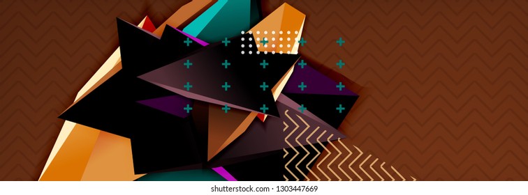 Abstract background, colorful minimal abstract triangle composition. Vector illustration, modern 3d triangular poster
