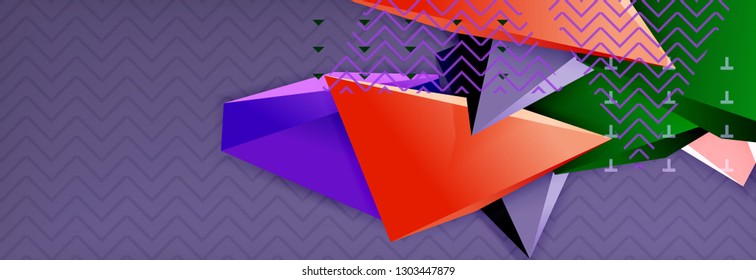Abstrakter Hintergrund, bunter minimaler abstrakter Dreieck-Komposition. Vektorgrafik, modernes 3D-Dreieckspender