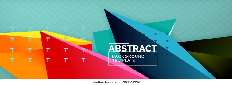 Abstract background, colorful minimal abstract triangle composition. Vector illustration, modern 3d triangular poster