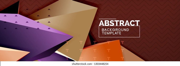 Fondo abstracto, composición de triángulo abstracto colorida mínima. Ilustración vectorial, moderno afiche triangular 3d