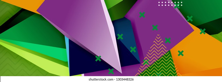 Abstract background, colorful minimal abstract triangle composition. Vector illustration, modern 3d triangular poster