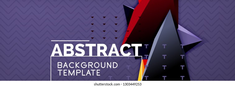 Fundo abstrato, colorida composição de triângulo abstrato mínimo. Ilustração vetorial, cartaz triangular 3d moderno
