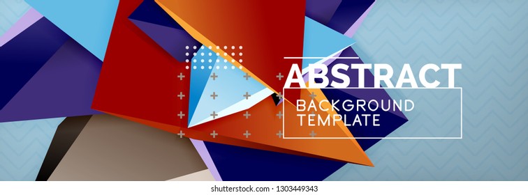 Fondo abstracto, composición de triángulo abstracto colorida mínima. Ilustración vectorial, moderno afiche triangular 3d