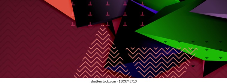Abstract background, colorful minimal abstract triangle composition. Vector illustration, modern 3d triangular poster
