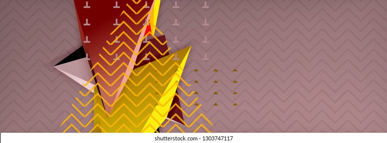 Abstract background, colorful minimal abstract triangle composition. Vector illustration, modern 3d triangular poster