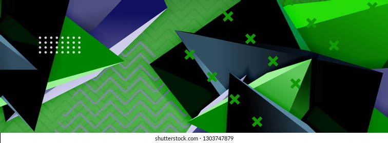 Abstract background, colorful minimal abstract triangle composition. Vector illustration, modern 3d triangular poster