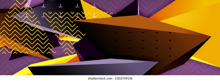 Abstract background, colorful minimal abstract triangle composition. Vector illustration, modern 3d triangular poster