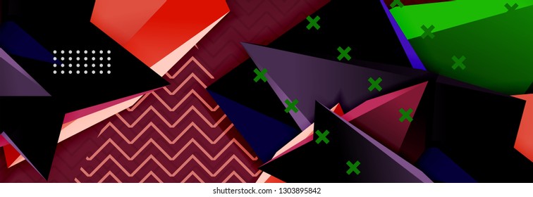 Abstract background, colorful minimal abstract triangle composition. Vector illustration, modern 3d triangular poster