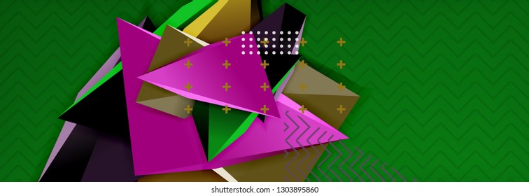Abstract background, colorful minimal abstract triangle composition. Vector illustration, modern 3d triangular poster