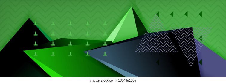 Fondo abstracto, composición de triángulo abstracto colorida mínima. Ilustración vectorial, moderno afiche triangular 3d