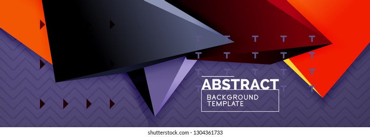 Abstract background, colorful minimal abstract triangle composition. Vector illustration, modern 3d triangular poster