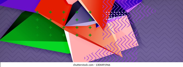 Abstract background, colorful minimal abstract triangle composition. Vector illustration, modern 3d triangular poster