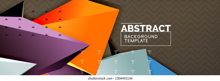 Abstract background, colorful minimal abstract triangle composition. Vector illustration, modern 3d triangular poster