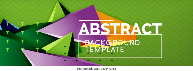 Fondo abstracto, composición de triángulo abstracto colorida mínima. Ilustración vectorial, moderno afiche triangular 3d