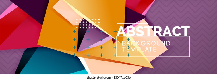 Abstract background, colorful minimal abstract triangle composition. Vector illustration, modern 3d triangular poster