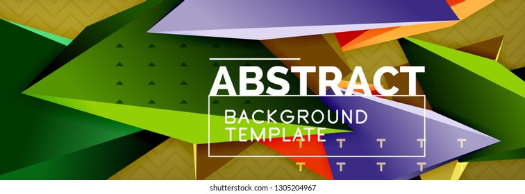 Abstract background, colorful minimal abstract triangle composition. Vector illustration, modern 3d triangular poster