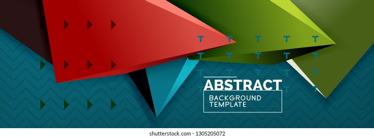 Abstract background, colorful minimal abstract triangle composition. Vector illustration, modern 3d triangular poster