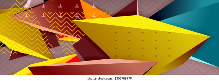 Abstract background, colorful minimal abstract triangle composition. Vector illustration, modern 3d triangular poster