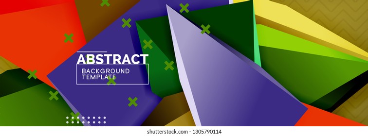 Abstract background, colorful minimal abstract triangle composition. Vector illustration, modern 3d triangular poster