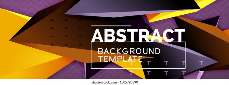 Fondo abstracto, composición de triángulo abstracto colorida mínima. Ilustración vectorial, moderno afiche triangular 3d