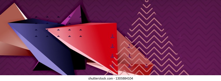 Abstract background, colorful minimal abstract triangle composition. Vector illustration, modern 3d triangular poster