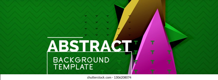 Fondo abstracto, composición de triángulo abstracto colorida mínima. Ilustración vectorial, moderno afiche triangular 3d