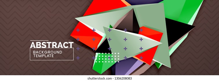 Abstract background, colorful minimal abstract triangle composition. Vector illustration, modern 3d triangular poster