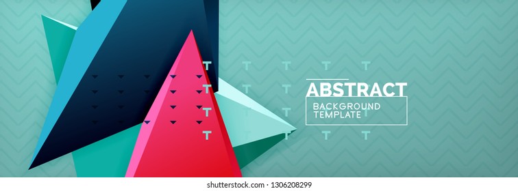 Abstract background, colorful minimal abstract triangle composition. Vector illustration, modern 3d triangular poster
