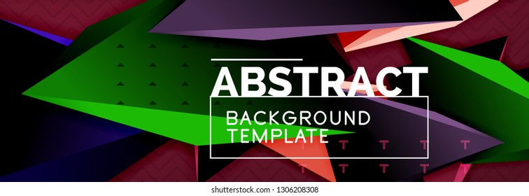 Fondo abstracto, composición de triángulo abstracto colorida mínima. Ilustración vectorial, moderno afiche triangular 3d