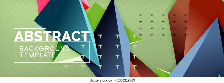 Fundo abstrato, colorida composição de triângulo abstrato mínimo. Ilustração vetorial, cartaz triangular 3d moderno