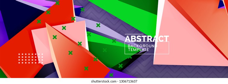 Fondo abstracto, composición de triángulo abstracto colorida mínima. Ilustración vectorial, moderno afiche triangular 3d