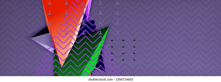 Abstract background, colorful minimal abstract triangle composition. Vector illustration, modern 3d triangular poster