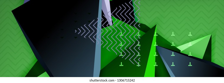 Abstract background, colorful minimal abstract triangle composition. Vector illustration, modern 3d triangular poster
