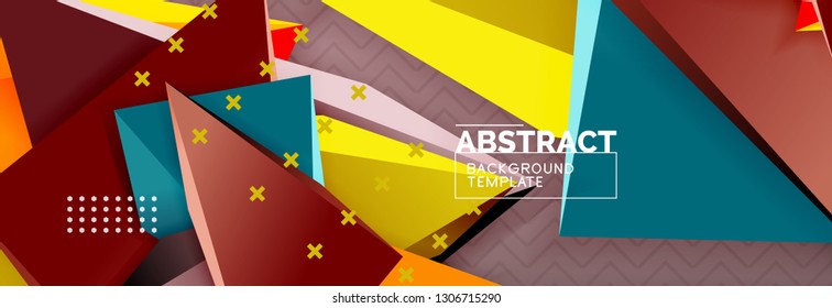 Abstract background, colorful minimal abstract triangle composition. Vector illustration, modern 3d triangular poster