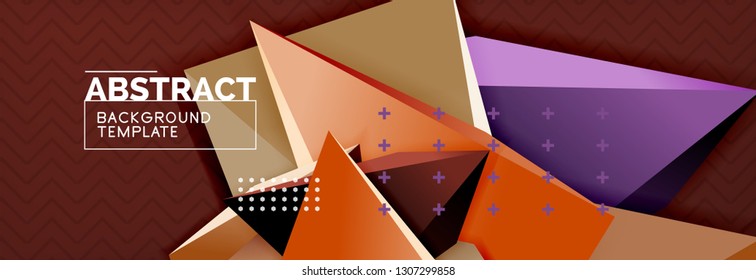 Abstract background, colorful minimal abstract triangle composition. Vector illustration, modern 3d triangular poster