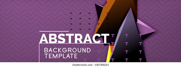 Fondo abstracto, composición de triángulo abstracto colorida mínima. Ilustración vectorial, moderno afiche triangular 3d
