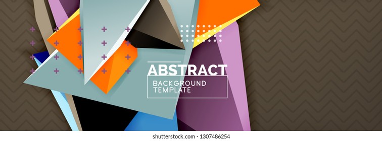 Abstract background, colorful minimal abstract triangle composition. Vector illustration, modern 3d triangular poster