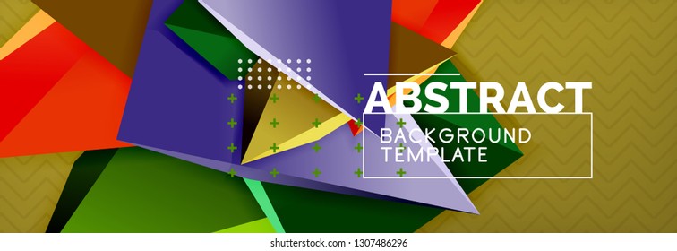 Abstract background, colorful minimal abstract triangle composition. Vector illustration, modern 3d triangular poster