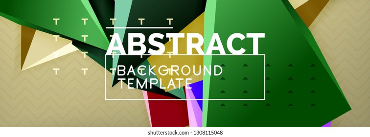 Abstract background, colorful minimal abstract triangle composition. Vector illustration, modern 3d triangular poster