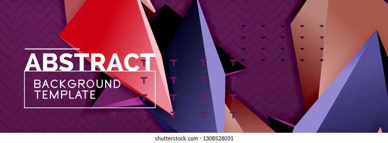 Abstract background, colorful minimal abstract triangle composition. Vector illustration, modern 3d triangular poster