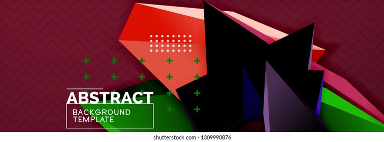 Fundo abstrato, colorida composição de triângulo abstrato mínimo. Ilustração vetorial, cartaz triangular 3d moderno
