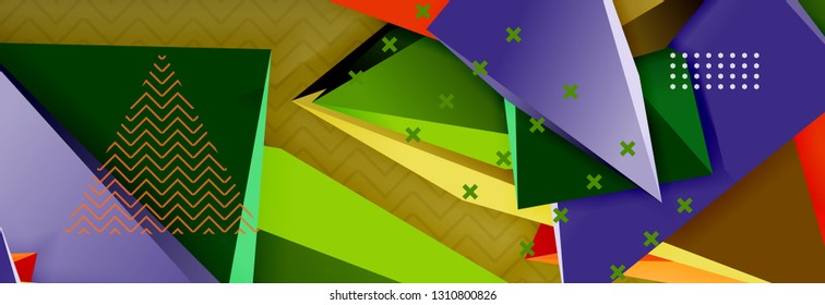 Abstract background, colorful minimal abstract triangle composition. Vector illustration, modern 3d triangular poster