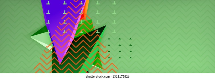 Abstract background, colorful minimal abstract triangle composition. Vector illustration, modern 3d triangular poster