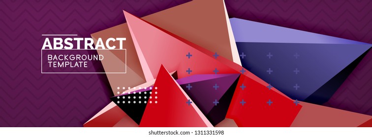 Abstract background, colorful minimal abstract triangle composition. Vector illustration, modern 3d triangular poster