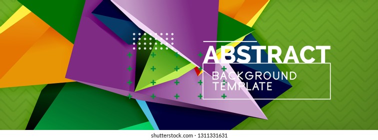 Abstract background, colorful minimal abstract triangle composition. Vector illustration, modern 3d triangular poster