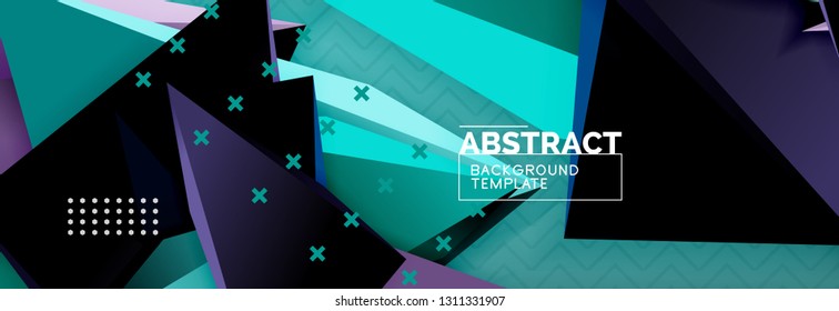 Fundo abstrato, colorida composição de triângulo abstrato mínimo. Ilustração vetorial, cartaz triangular 3d moderno