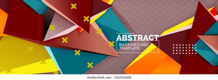 Abstract background, colorful minimal abstract triangle composition. Vector illustration, modern 3d triangular poster