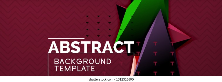 Fundo abstrato, colorida composição de triângulo abstrato mínimo. Ilustração vetorial, cartaz triangular 3d moderno