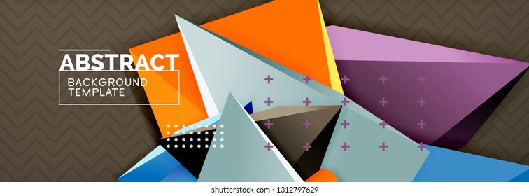 Abstract background, colorful minimal abstract triangle composition. Vector illustration, modern 3d triangular poster